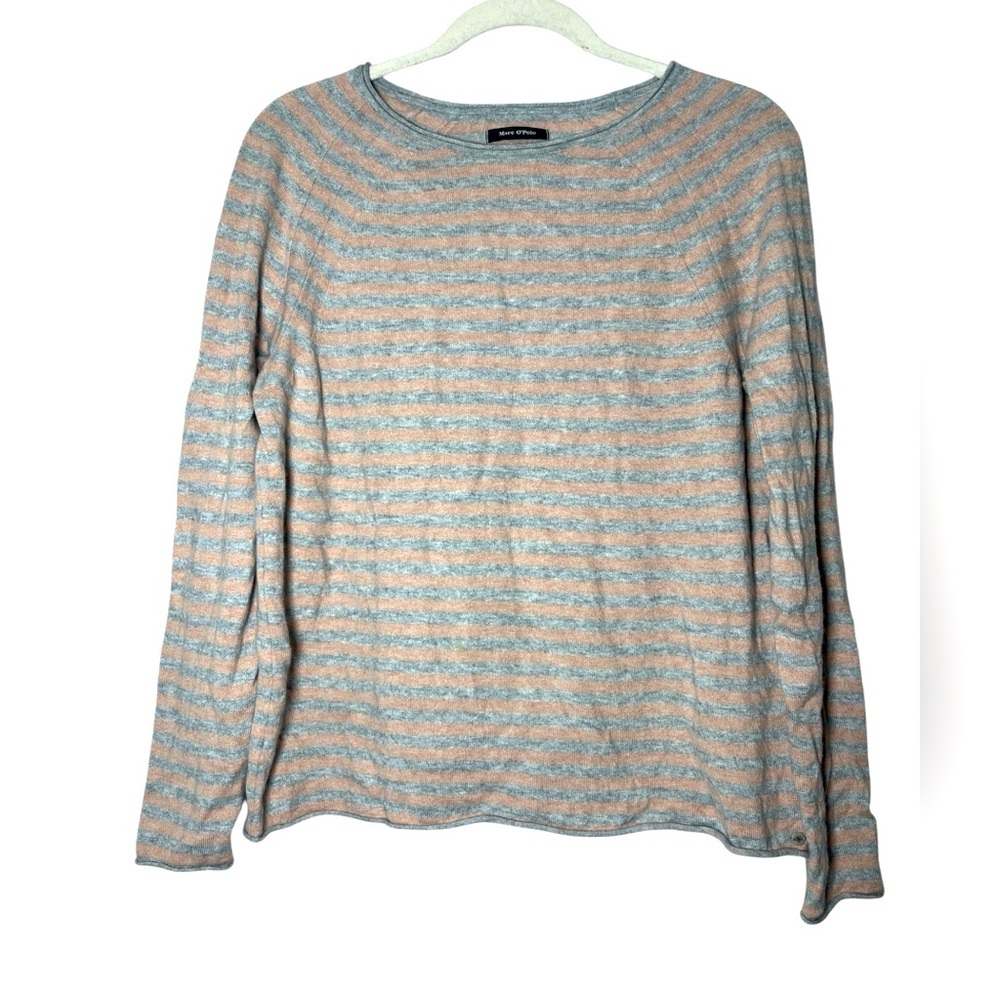 MARC O'POLO Pullover Sweater in Grey/Tan Stripe, Wool & Cashmere Blend Sz L